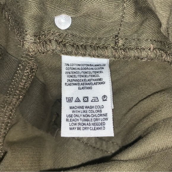 Free People Corduroy Pants Women's Size 27 Olive Green Brown High‎  Rise Stretch - Picture 9 of 10